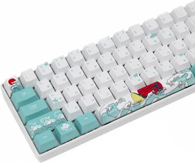 Alt view image 3 of 7 - (Only Keycaps) Russian Coral Sea 60% PBT Keycaps Set OEM Profile for MX Switches Mechanical Gaming Keyboard GK61 64