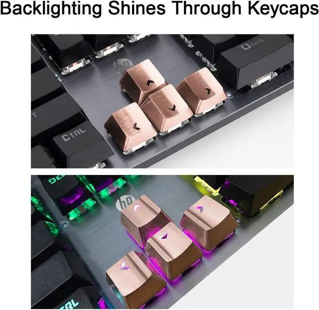 Alt view image 5 of 7 - Fitlink FPS & MOBA Gaming Keycaps, Durable Stainless Steel Metal Keycap with Key Puller for Mechanical Keyboard Cherry Mx Switch (WASD+Direction Keys,Rose Gold)