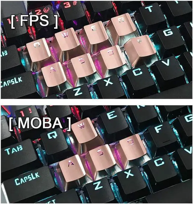 Alt view image 7 of 7 - Fitlink FPS & MOBA Gaming Keycaps, Durable Stainless Steel Metal Keycap with Key Puller for Mechanical Keyboard Cherry Mx Switch (WASD+Direction Keys,Rose Gold)