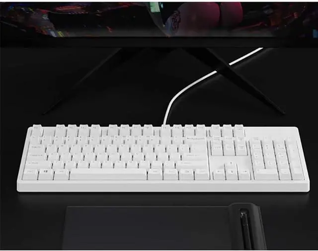 Alt view image 6 of 7 - Laptop Keyboard Mechanical Gaming Keyboard with Clean White LED Backlit Keys 104 Keys Black Switch for PC Gamer Laptop Computer Computer Keyboard (Color : 1) (White)