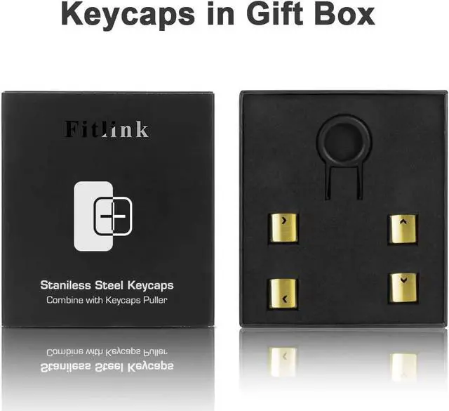Alt view image 5 of 5 - FPS & MOBA Gaming Keycaps, Stainless Steel Metal Mechanical Keycap with Key Puller Compatible with Cherry Mx Switch Mechanical Keyboard (Silver) (Gold, Directions)