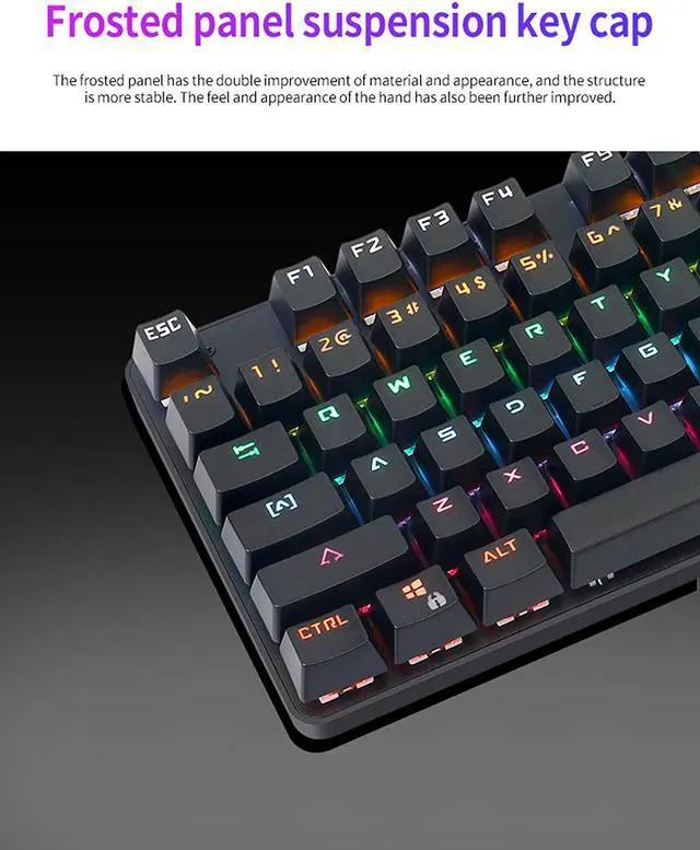 Alt view image 4 of 7 - BAJEAL Mechanical Keyboard,Hot Swap 87 Keys Keyboard,USB Wired Blue Switch Keyboard with Two Color Shine-Through Keycaps,Multi LED Backlit Lighting Gaming Keyboard (Pink White)