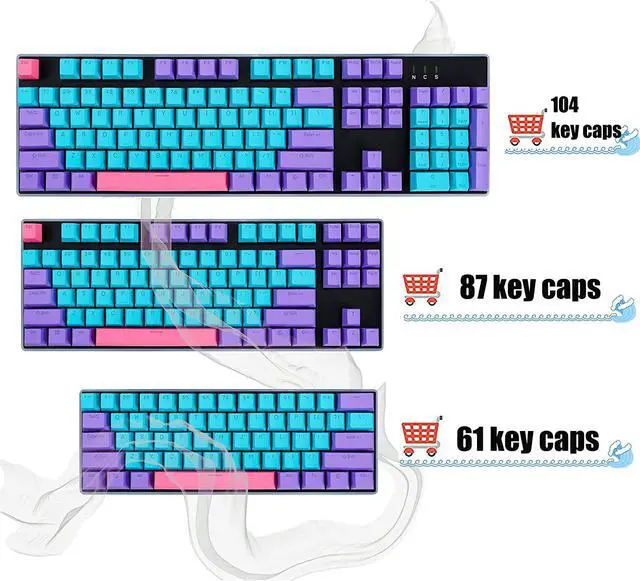 Alt view image 2 of 7 - Ussixchare Backlit PBT keycaps for 60 Percent Gaming keyboad 104-Key Caps Set TKL OEM Profile Compatible with 60%/87/104 Keyboard (Joker)