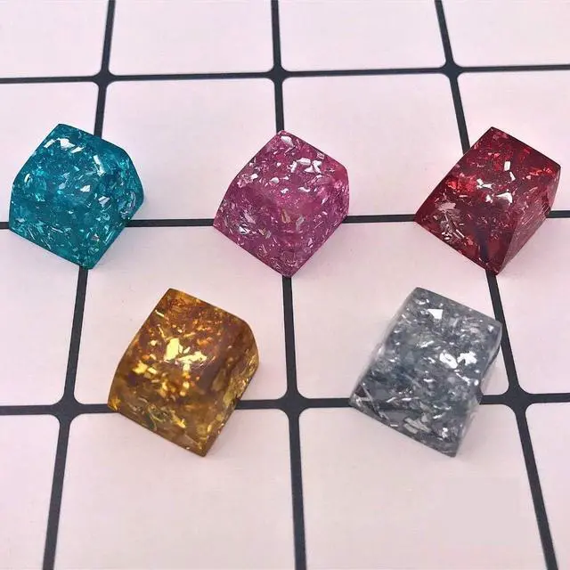 Alt view image 7 of 7 - Handmade Resin & Foil Artisan Backlit Keycaps Translucent Key Caps OEM Profile for Cherry MX Gaming Mechanical Keyboard