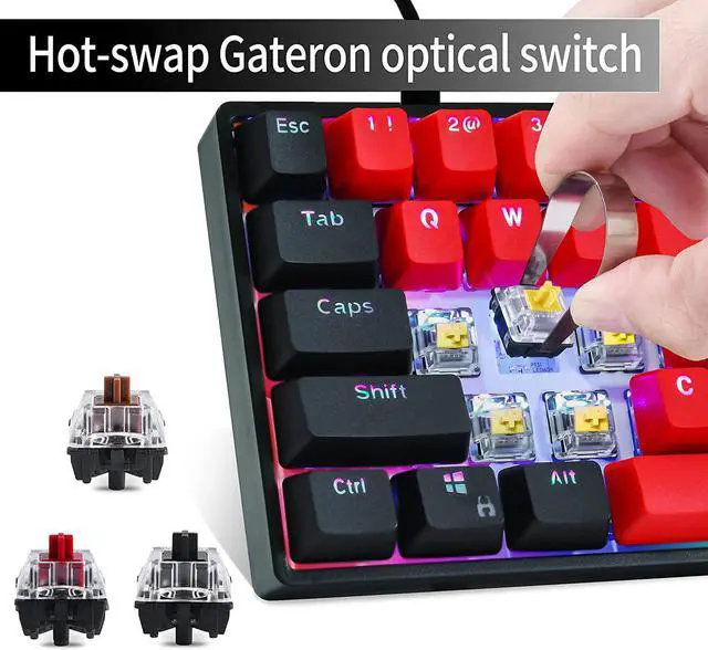 Alt view image 3 of 7 - GTSP SK61 60% Mechanical Keyboard, Custom Hot Swappable 60 Percent Gaming Keyboard with RGB Backlit, NKRO, Water-Resistant, Type-C Cable for Win/PC/Mac (Gateron Optical Yellow, Milan)