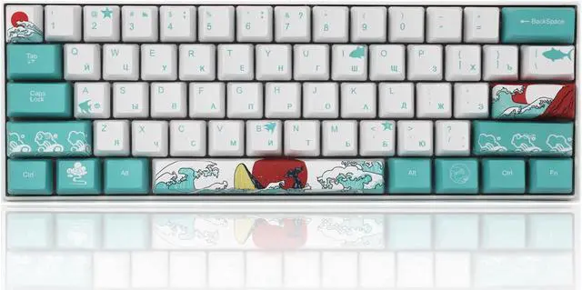 Main image of (Only Keycaps) Russian Coral Sea 60% PBT Keycaps Set OEM Profile for MX Switches Mechanical Gaming Keyboard GK61 64