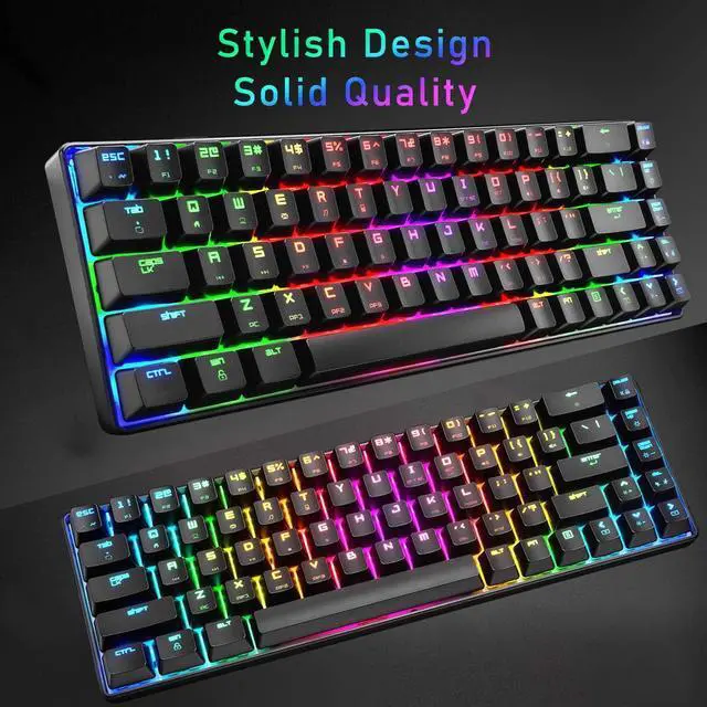Alt view image 5 of 7 - LexonElec Mechanical Gaming Keyboard 18 Chroma RGB Backlit Keyboard with Type C Brown Switches 68 Keys Anti-ghosting Wired Gaming Keyboard for PC/Mac Gamer, Typist, Tactile