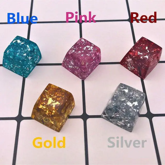 Alt view image 5 of 7 - Handmade Resin & Foil Artisan Backlit Keycaps Translucent Key Caps OEM Profile for Cherry MX Gaming Mechanical Keyboard