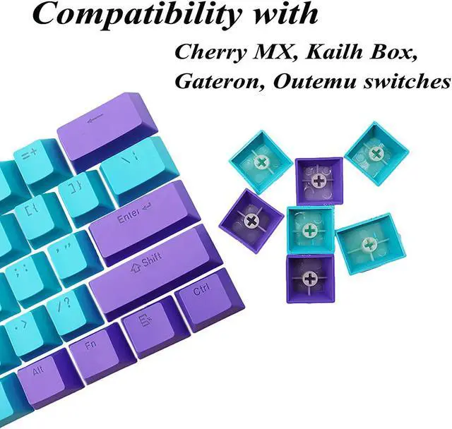 Alt view image 4 of 6 - GTSP Backlit Keycaps for 60 Percent Keyboard, RK61 PBT Keycaps OEM Profile with Key Puller for Cherry MX Gateron Kailh Switches GK61 Gaming Switches (Zilian-2)