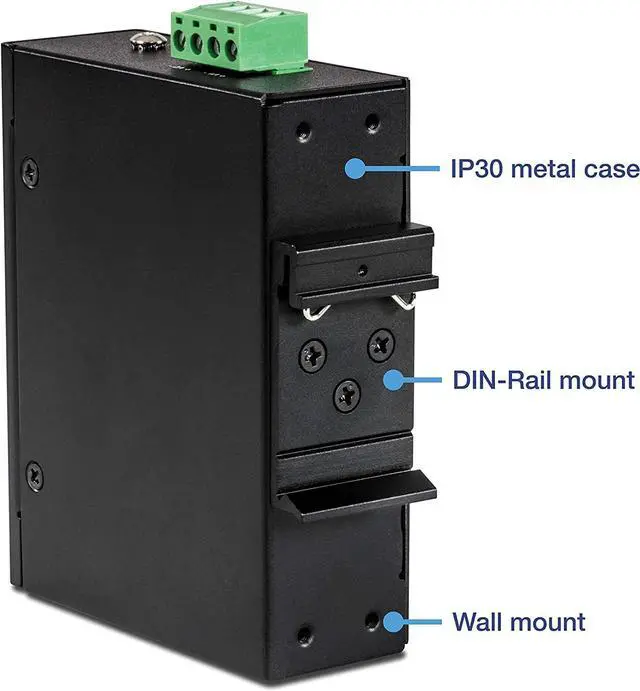 Alt view image 4 of 20 - TRENDnet Hardened Industrial 90W Gigabit 4Ppoe Injector,4-Pair Power Over Ethernet, Poe(15.4W), Poe+(30W), 4Ppoe(90W)Power, IP30, DIN-Rail/Wall Mount Included, 4-Pair Poe Up to 100M (328 ft.),TI-IG90