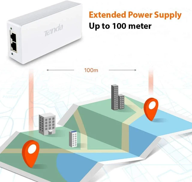 Alt view image 5 of 7 - Tenda AC1200 Dual-Band PoE Access Point Kit with Gigabit 30W PoE+ Injector