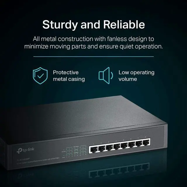 Alt view image 2 of 5 - TP-Link TL-SG1008MP 8 Port PoE Switch | Gigabit x 8 PoE+ Ports @153W Rackmount Plug & Play Sturdy Metal Shielded Ports Overload Protection w/ Port Priority