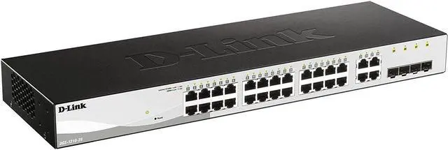 Main image of D-Link 28-Port Gigabit Smart Managed Switch | 24 GbE + 4 SFP Combo Ports | L2+ | VLANs | Cable Diagnostics | Web UI | Rackmount | Fanless | NDAA Compliant | Lifetime Warranty (DGS-1210-28)