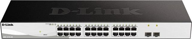 D-Link 26 Port Smart Managed Layer 2+ Gigabit Ethernet Switch with 2  Gigabit SFP Ports (DGS-1210-26), Black 