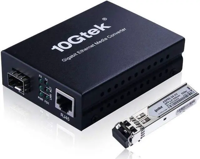 Main image of Gigabit Ethernet Multi-Mode LC Fiber Media Converter (SFP SX Transceiver Included), up to 550M, 10/100/1000Base-Tx to 1000Base-SX