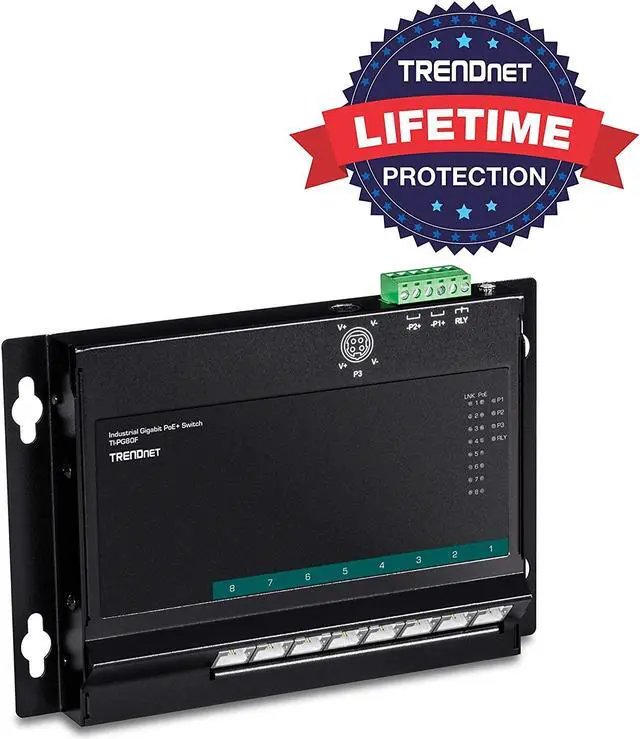 Alt view image 2 of 7 - TRENDnet 8-Port Industrial Gigabit Poe+ Wall-Mounted Front Access Switch, TI-PG80F, 8X Gigabit Poe+ Ports, DIN-Rail Mount, 48 –57V DC Power Input, IP30, 200W Poe Budget, Lifetime Protection