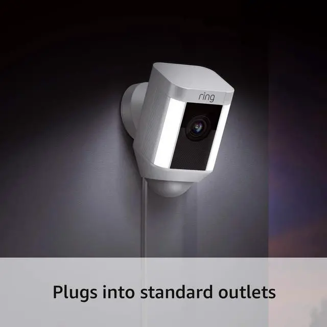 Alt view image 4 of 6 - Ring Spotlight Cam Wired - Plugged-in HD security camera with built-in spotlights, two-way talk and a siren alarm, Works with Alexa - White
