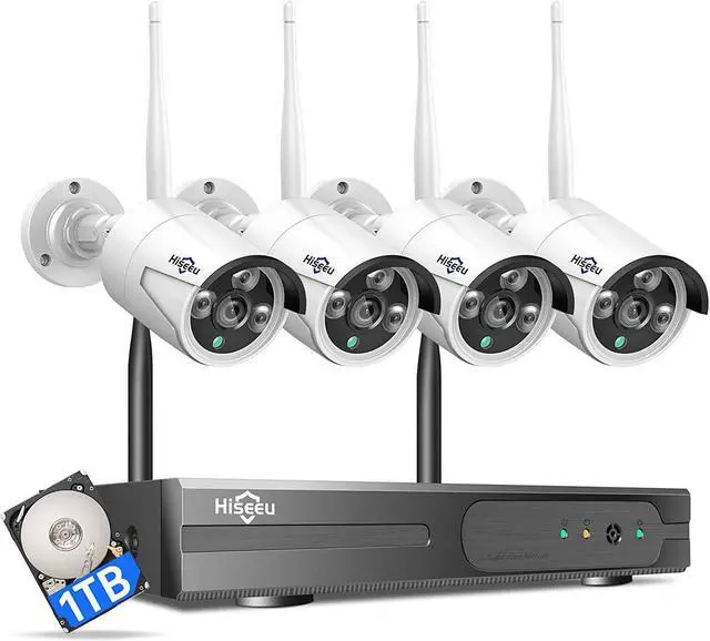 Main image of [Wireless Pro, 100ft Range] Hiseeu Wireless Security Camera System, Expandable 16CH 4K NVR, 4Pcs 3MP Night Vision WiFi Cameras Home Surveillance Outdoor, Motion Detection, 1TB HDD, One-Way Audio