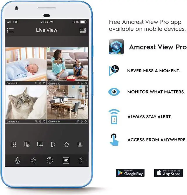 Alt view image 6 of 7 - Amcrest 2-Pack 1080p WiFi Camera Indoor, 2MP Pan/Tilt Home Security Camera, Auto-Tracking, Motion & Audio Detection, Enhanced Browser Compatibility, H.265, Two-Way Talk 2PACK-IP2M-841B-V3 (Black)
