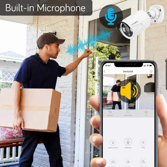Alt view image 2 of 7 - xmartO WB2024-W 2K 3MP Super HD WiFi Home Security Camera with Built-in Microphone (add-on Camera with 3.6mm LensPack of 2, Requires 5MP NVR to Work)