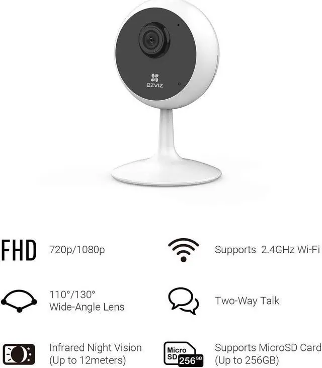 Alt view image 2 of 7 - EZVIZ Indoor Security Camera 1080P WiFi Baby Monitor, Smart Motion Detection, Two-Way audio, 40ft Night Vision, Works with Alexa & Google Assistant(C1C)