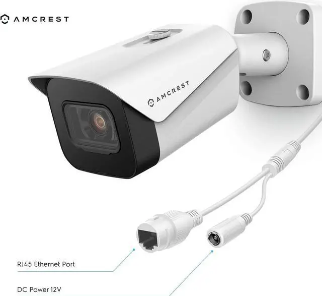 Alt view image 3 of 6 - Amcrest UltraHD 4K (8MP) Outdoor Bullet POE IP Camera, 3840x2160, 98ft NightVision, 2.8mm Lens, IP67 Weatherproof, MicroSD Recording, White (IP8M-2496EW-V2) (Refurbished)