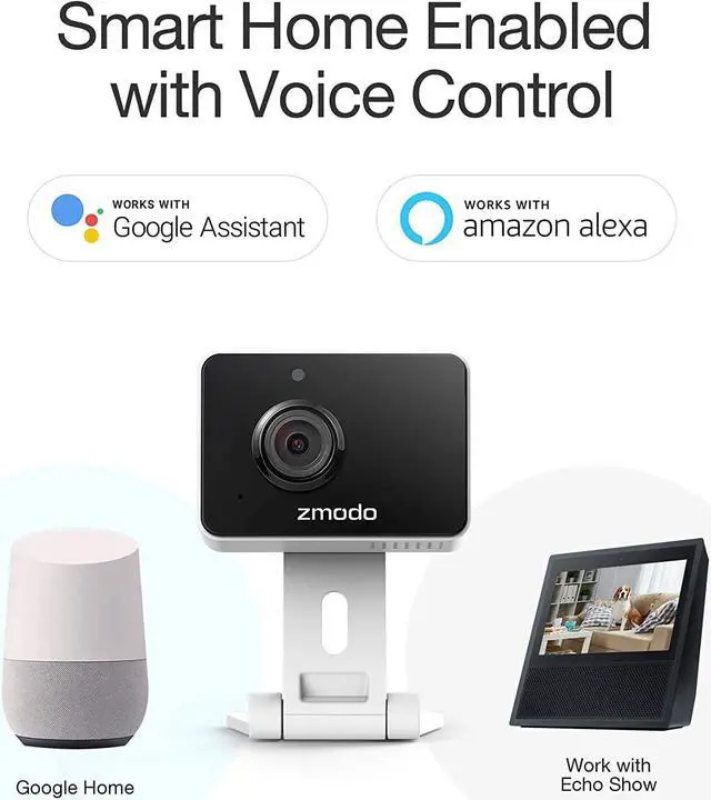 Alt view image 3 of 5 - Zmodo Mini Pro, 1080P Plug-in WiFi Security Camera, Indoor Smart Camera with AI Motion Detection, Pet Nanny Cam, Night Vision, 2-Way Audio, Phone App, Works with Alexa & Google Assistant. 4 Pack