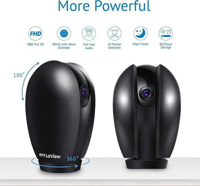 Alt view image 5 of 7 - LaView Security Cameras for Home + 2X 32GB SD Cards,PT Home Security Camera System with Motion Detection,Two-Way Audio,Night Vision,Indoor WiFi Camera for Baby/pet,Alexa,USA Cloud Service