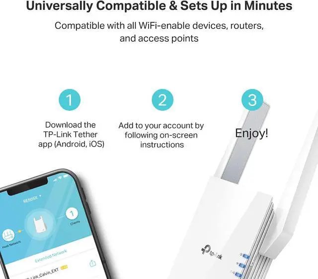 Alt view image 6 of 7 - TP-Link AX1800 WiFi 6 Extender(RE605X)-Internet Booster, Covers up to 1500 sq.ft and 30 Devices,Dual Band Repeater up to 1.8Gbps Speed, AP Mode, Gigabit Port