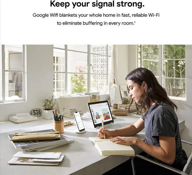 Alt view image 2 of 7 - Google Wifi - AC1200 - Mesh WiFi System - Wifi Router - 4500 Sq Ft Coverage - 3 pack