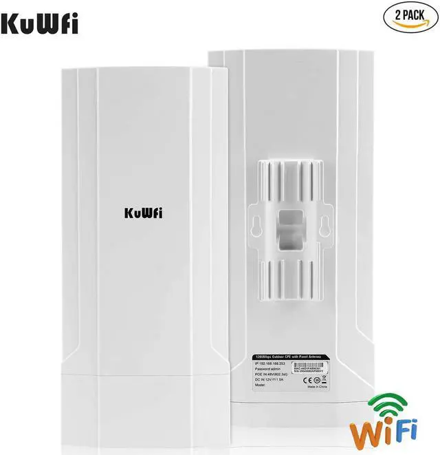 Alt view image 3 of 7 - Gigabit Wireless Bridge, KuWFi 1200Mbps WiFi Bridge Point to Point Outdoor, 2.4&5.8G Long Range WiFi Bridge CPE with Panel Antenna Up to 5KM with 48V PoE Power[2-Pack]