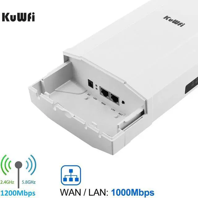 Alt view image 5 of 7 - Gigabit Wireless Bridge, KuWFi 1200Mbps WiFi Bridge Point to Point Outdoor, 2.4&5.8G Long Range WiFi Bridge CPE with Panel Antenna Up to 5KM with 48V PoE Power[2-Pack]