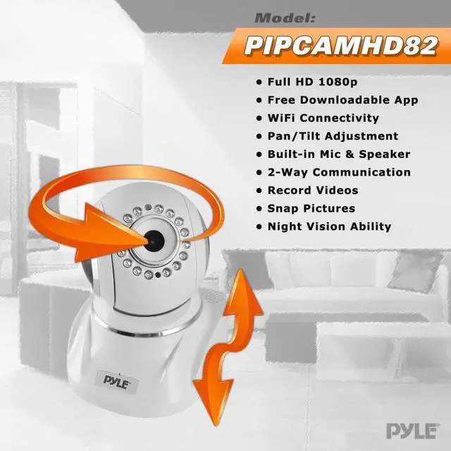 Alt view image 6 of 7 - Pyle Indoor Wireless IP Camera - HD 1080p Network Security Surveillance Home Monitor System - Motion Detection, Night Vision, PTZ, 2 Way Audio, iPhone Android Mobile App - PC WiFi Access - PIPCAMHD82
