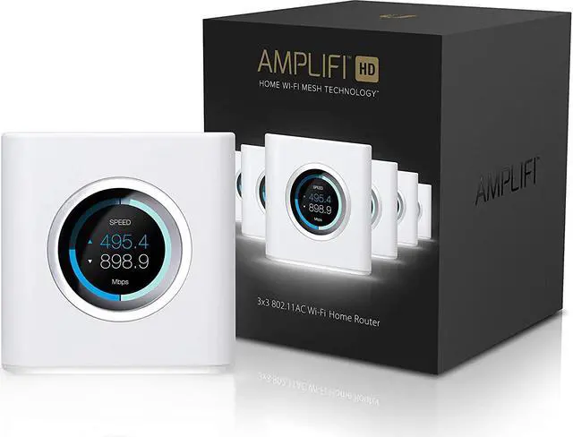 Alt view image 3 of 5 - AmpliFi HD Wifi Router by Ubiquiti Labs, Seamless Whole Home Wireless Internet Coverage, HD Wifi Router with Touchscreen Display, 4 Gigabit Ethernet, 1 WAN Port, Ethernet Cable, Expandable Mesh System