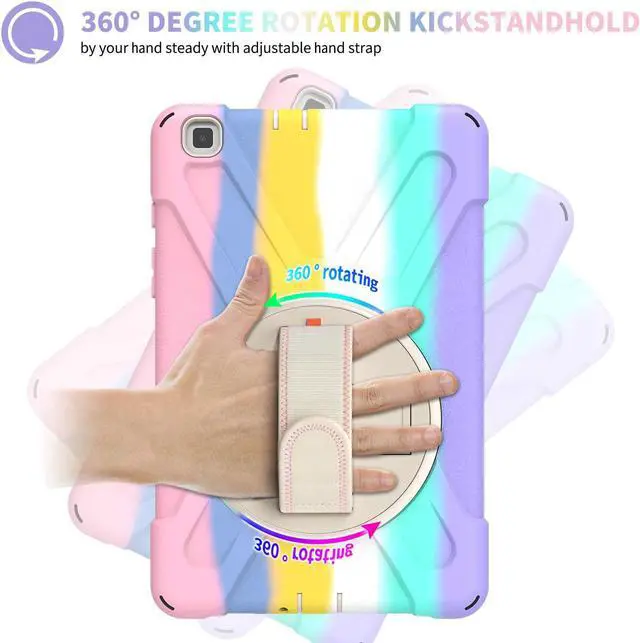 Alt view image 2 of 7 - Galaxy Tab A 8.0 T290 Case, Shockproof Heavy Duty Impact Drop Protection Case Cover for Samsung Galaxy Tab A T290/T295/T297 SM-T290 SM-T295 SM-T297 (Rainbow Pastel)