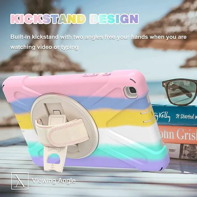Alt view image 4 of 7 - Galaxy Tab A 8.0 T290 Case, Shockproof Heavy Duty Impact Drop Protection Case Cover for Samsung Galaxy Tab A T290/T295/T297 SM-T290 SM-T295 SM-T297 (Rainbow Pastel)