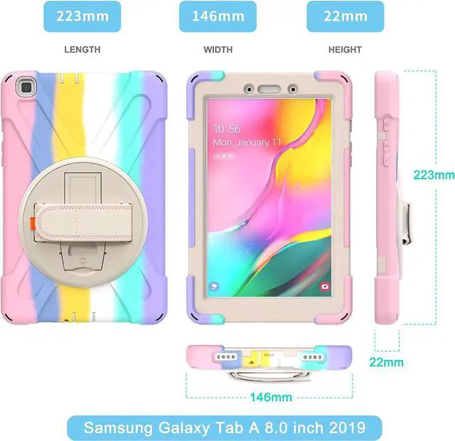 Alt view image 5 of 7 - Galaxy Tab A 8.0 T290 Case, Shockproof Heavy Duty Impact Drop Protection Case Cover for Samsung Galaxy Tab A T290/T295/T297 SM-T290 SM-T295 SM-T297 (Rainbow Pastel)
