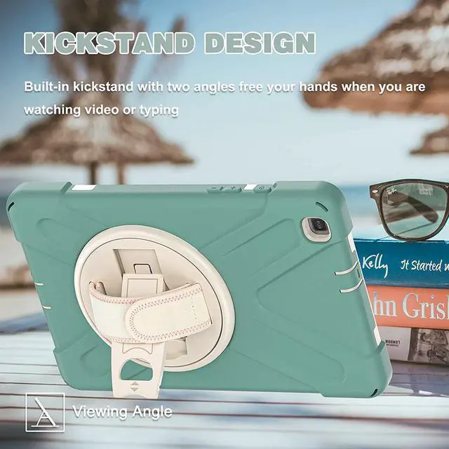 Alt view image 4 of 7 - Galaxy Tab A 8.0 T290 Case, Shockproof Heavy Duty Impact Drop Protection Case Cover for Samsung Galaxy Tab A T290/T295/T297 SM-T290 SM-T295 SM-T297 (Emerald Green)