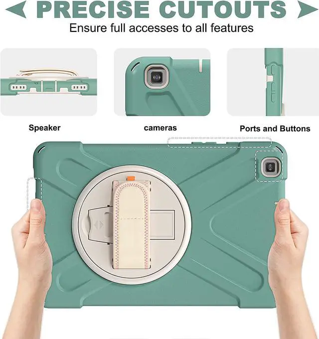 Alt view image 5 of 7 - Galaxy Tab A 8.0 T290 Case, Shockproof Heavy Duty Impact Drop Protection Case Cover for Samsung Galaxy Tab A T290/T295/T297 SM-T290 SM-T295 SM-T297 (Emerald Green)
