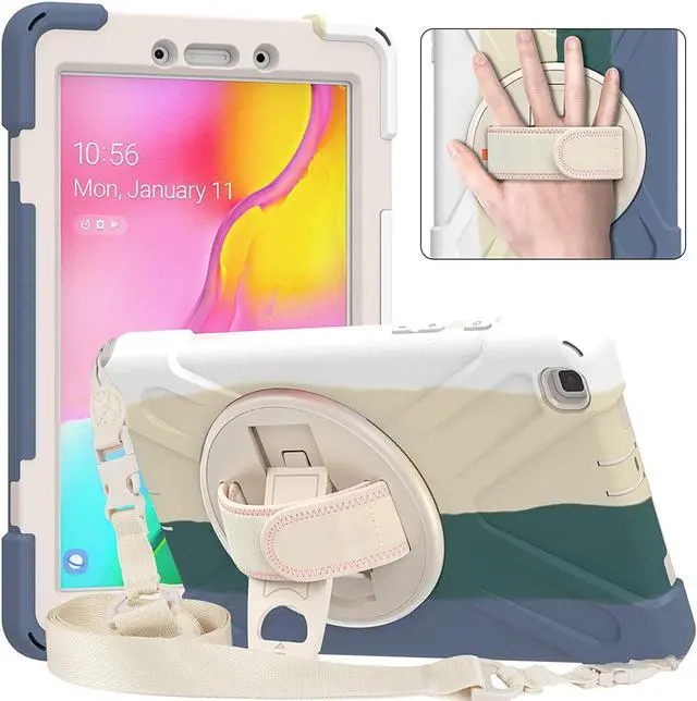 Main image of Galaxy Tab A 8.0 T290 Case, Shockproof Heavy Duty Impact Drop Protection Case Cover for Samsung Galaxy Tab A T290/T295/T297 SM-T290 SM-T295 SM-T297 (Green Rainbow)