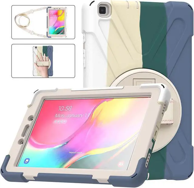 Alt view image 3 of 7 - Galaxy Tab A 8.0 T290 Case, Shockproof Heavy Duty Impact Drop Protection Case Cover for Samsung Galaxy Tab A T290/T295/T297 SM-T290 SM-T295 SM-T297 (Green Rainbow)