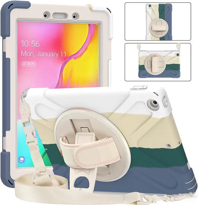 Alt view image 5 of 7 - Galaxy Tab A 8.0 T290 Case, Shockproof Heavy Duty Impact Drop Protection Case Cover for Samsung Galaxy Tab A T290/T295/T297 SM-T290 SM-T295 SM-T297 (Green Rainbow)