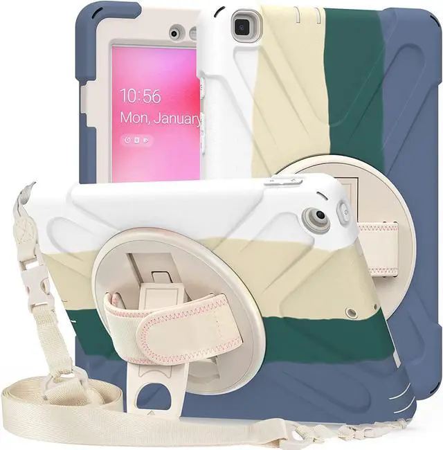 Alt view image 6 of 7 - Galaxy Tab A 8.0 T290 Case, Shockproof Heavy Duty Impact Drop Protection Case Cover for Samsung Galaxy Tab A T290/T295/T297 SM-T290 SM-T295 SM-T297 (Green Rainbow)