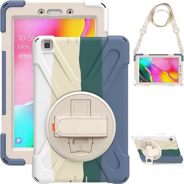 Alt view image 7 of 7 - Galaxy Tab A 8.0 T290 Case, Shockproof Heavy Duty Impact Drop Protection Case Cover for Samsung Galaxy Tab A T290/T295/T297 SM-T290 SM-T295 SM-T297 (Green Rainbow)