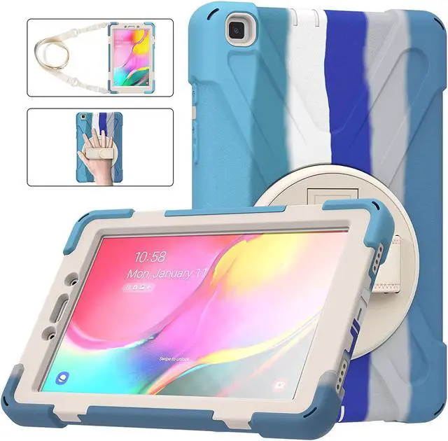 Alt view image 3 of 7 - Galaxy Tab A 8.0 T290 Case, Shockproof Heavy Duty Impact Drop Protection Case Cover for Samsung Galaxy Tab A T290/T295/T297 SM-T290 SM-T295 SM-T297 (Blue Rainbow)