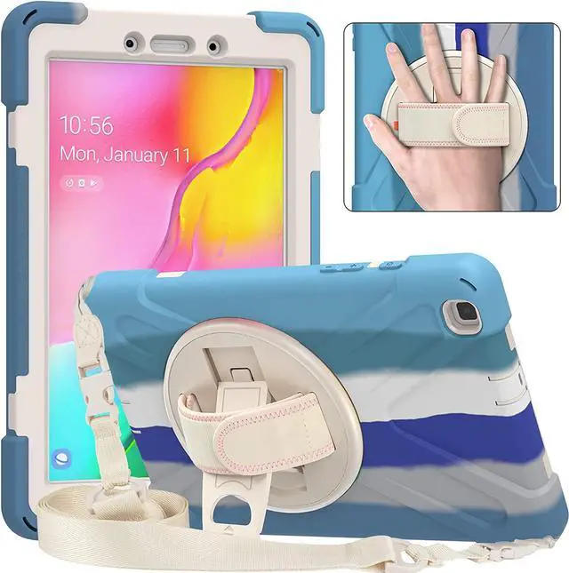 Alt view image 5 of 7 - Galaxy Tab A 8.0 T290 Case, Shockproof Heavy Duty Impact Drop Protection Case Cover for Samsung Galaxy Tab A T290/T295/T297 SM-T290 SM-T295 SM-T297 (Blue Rainbow)