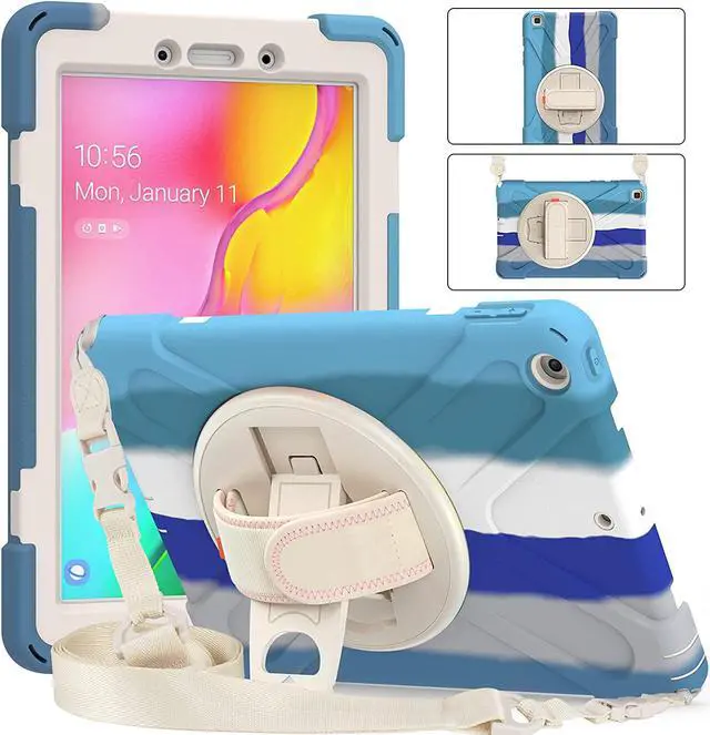 Alt view image 6 of 7 - Galaxy Tab A 8.0 T290 Case, Shockproof Heavy Duty Impact Drop Protection Case Cover for Samsung Galaxy Tab A T290/T295/T297 SM-T290 SM-T295 SM-T297 (Blue Rainbow)