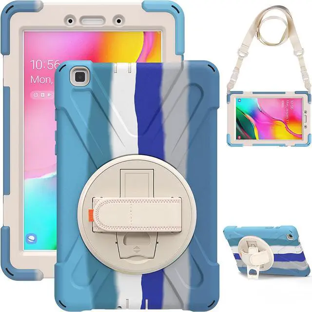 Alt view image 7 of 7 - Galaxy Tab A 8.0 T290 Case, Shockproof Heavy Duty Impact Drop Protection Case Cover for Samsung Galaxy Tab A T290/T295/T297 SM-T290 SM-T295 SM-T297 (Blue Rainbow)