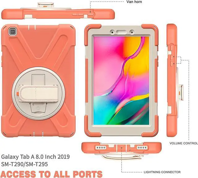 Alt view image 5 of 7 - Galaxy Tab A 8.0 T290 Case, Shockproof Heavy Duty Impact Drop Protection Case Cover for Samsung Galaxy Tab A T290/T295/T297 SM-T290 SM-T295 SM-T297 (Living Coral)