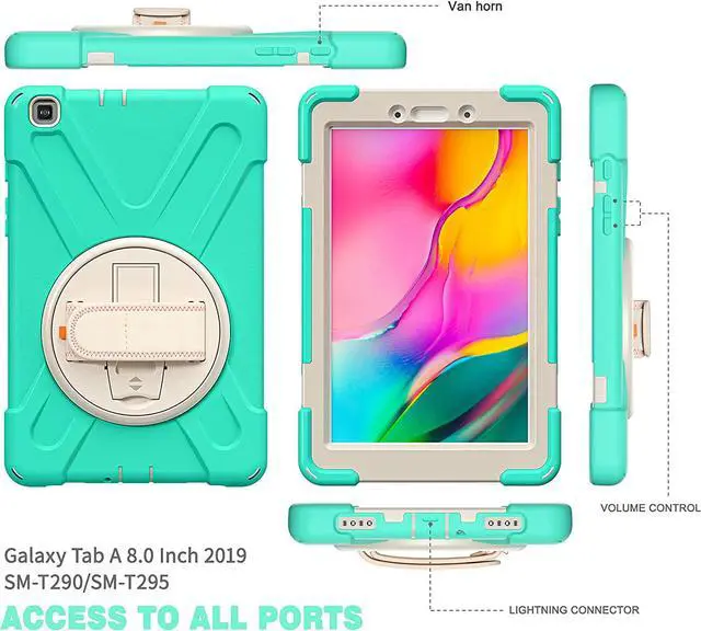 Alt view image 6 of 7 - Galaxy Tab A 8.0 T290 Case, Shockproof Heavy Duty Impact Drop Protection Case Cover for Samsung Galaxy Tab A T290/T295/T297 SM-T290 SM-T295 SM-T297 (Mint Green)